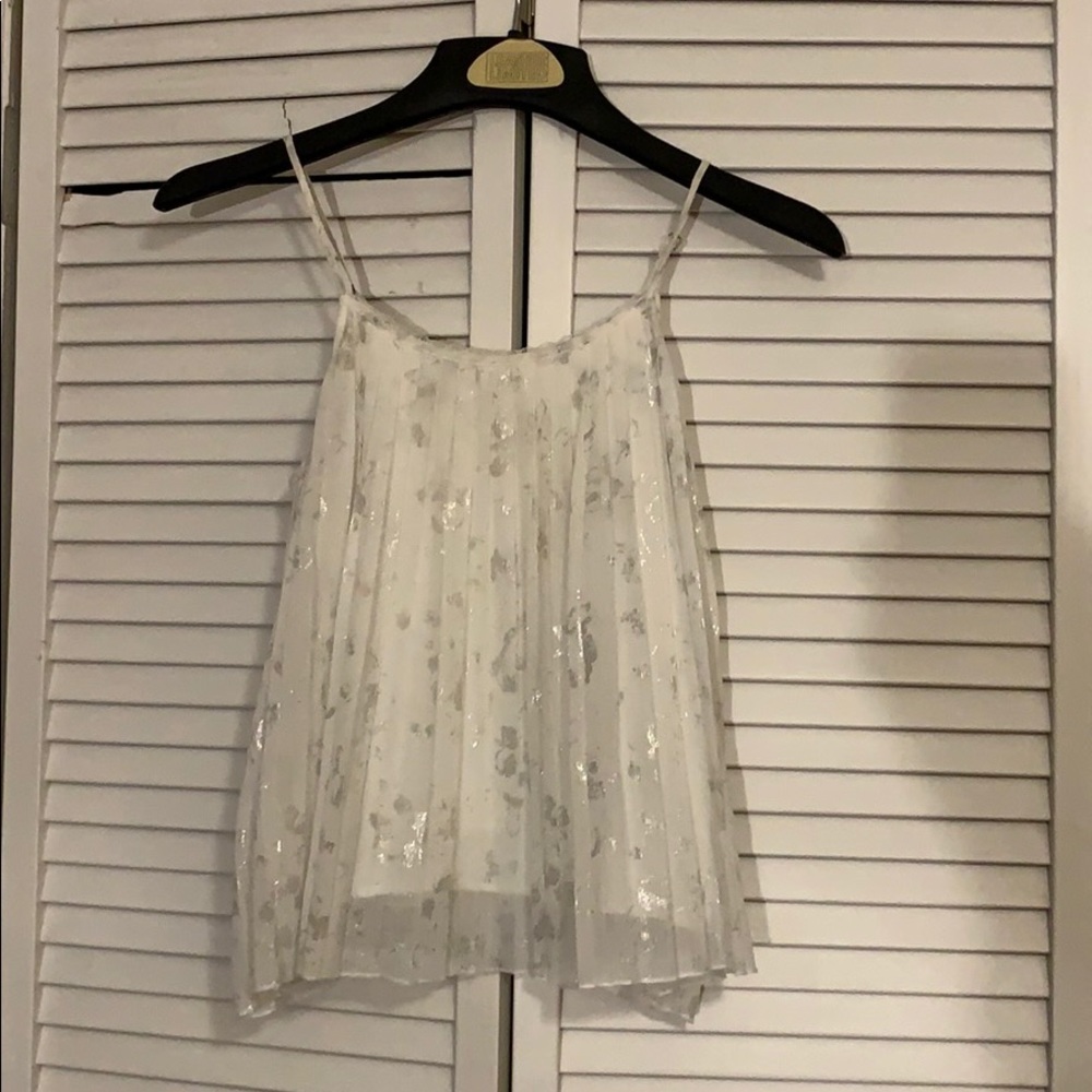 Abercrombie Kids white and silver flowery tank top